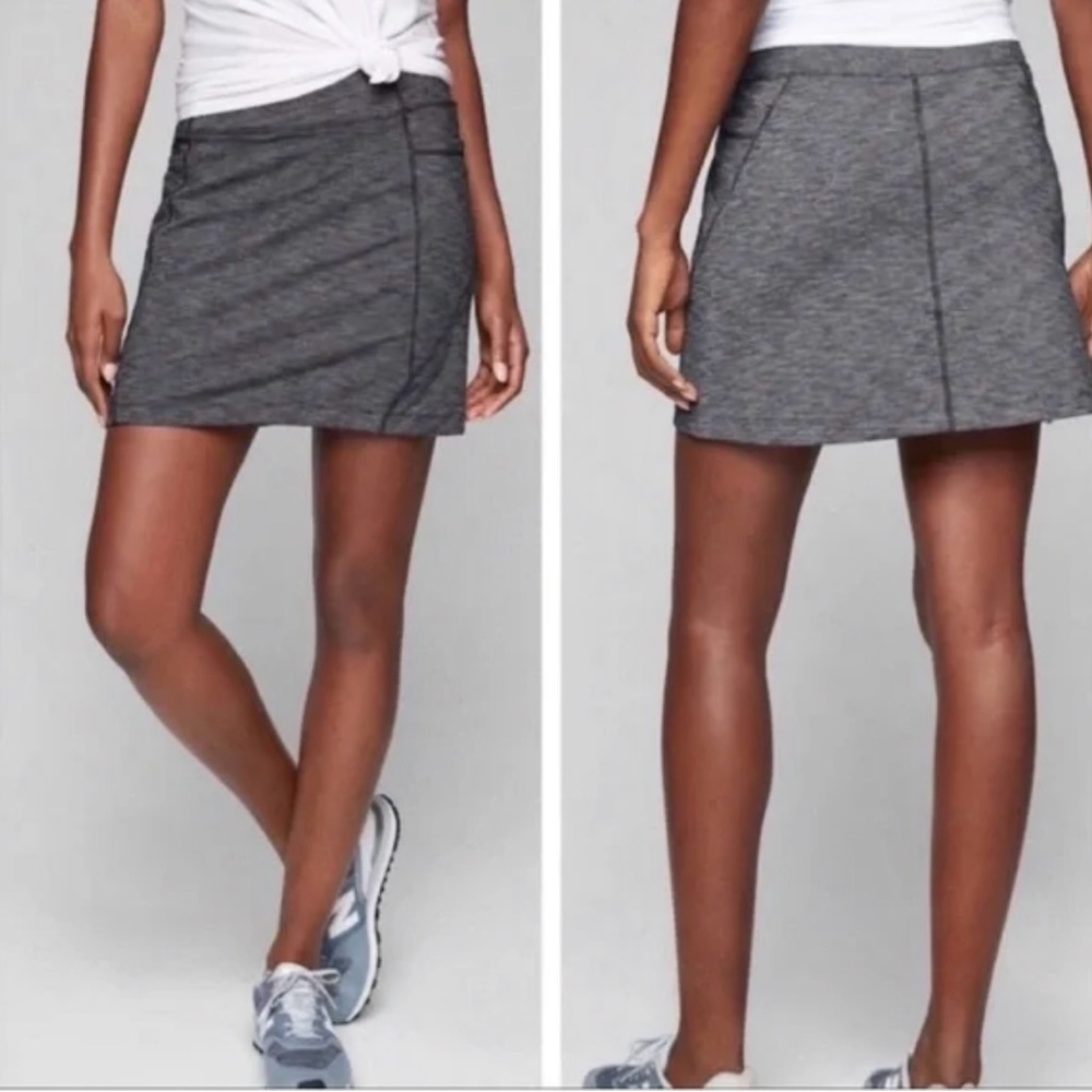 Athleta Charcoal Gray Heathered Excursion Skort Ribbed Waist Pockets